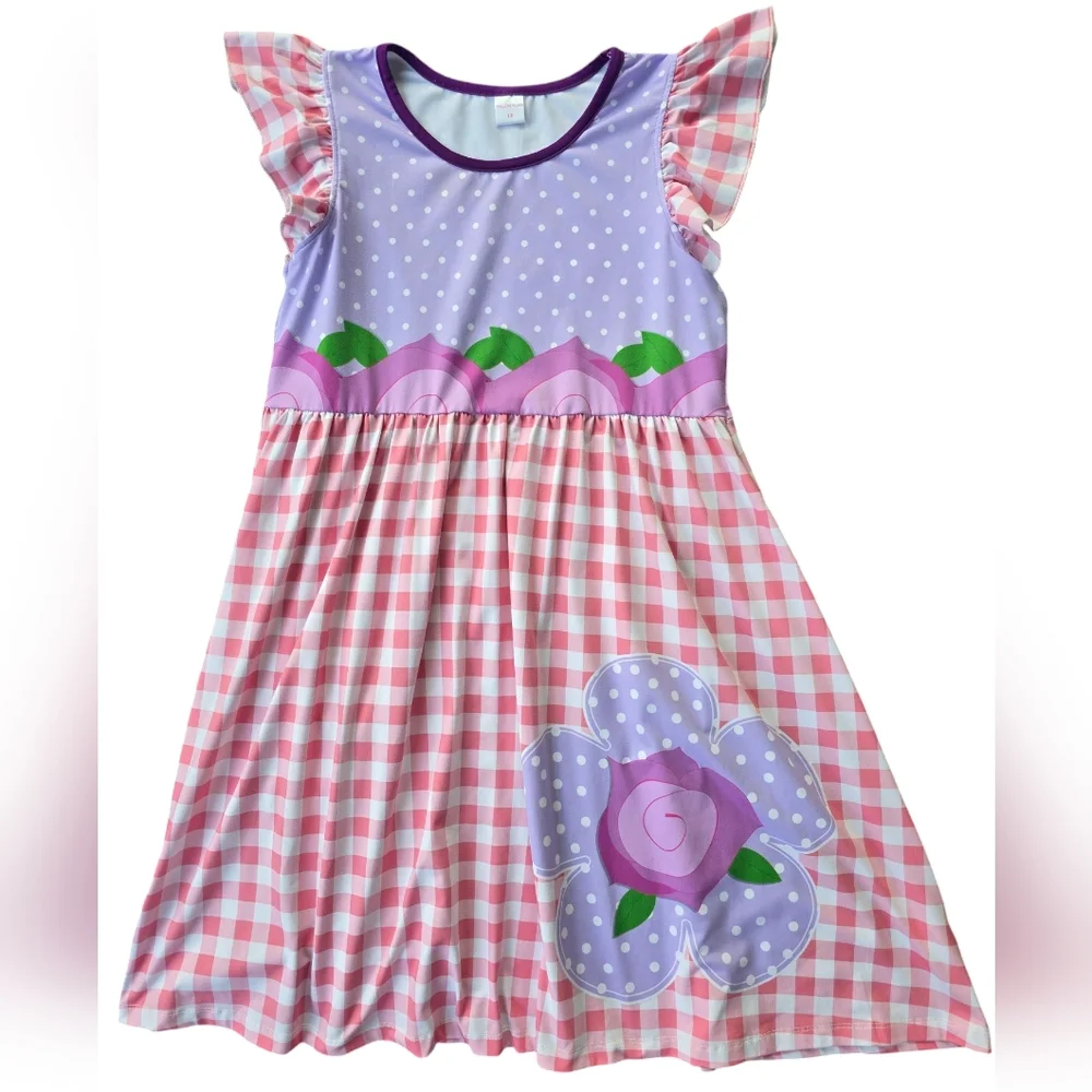 Penelope Plumm Girls' Purple and Pink Floral Dress Size 12